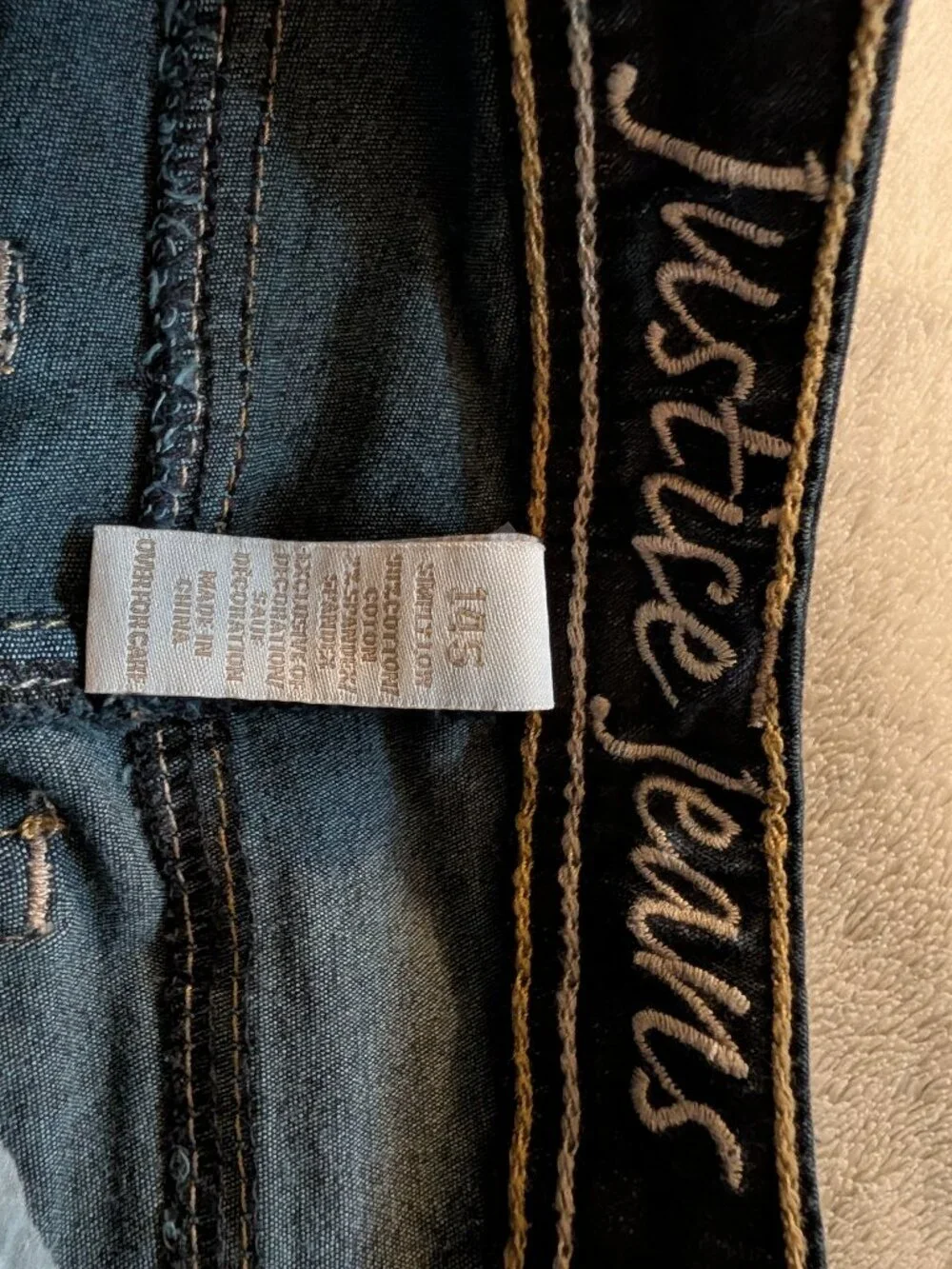 JUSTICE KIDS JEANS 14S Small Kids Denim Pants Dark Blue Heart 2000s Vintage 14 S